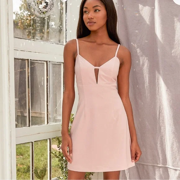 Lulus | Dresses | Lulus Soft Pink V Neck Spaghetti Strap Mini Dress Lulus Pink  Formal Dress S | Poshmark